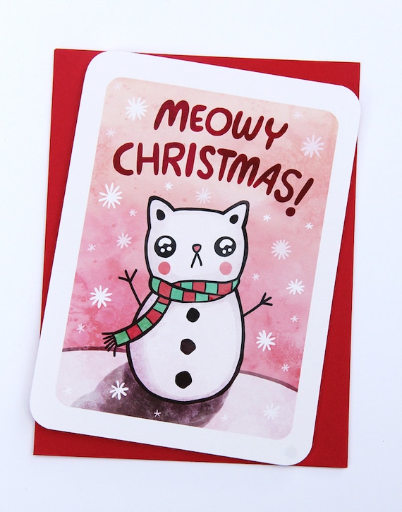 Meowy Christmas, Funny Christmas Cat Greeting Card Meowy Christmas, Funny Christmas Cat Greeting Card