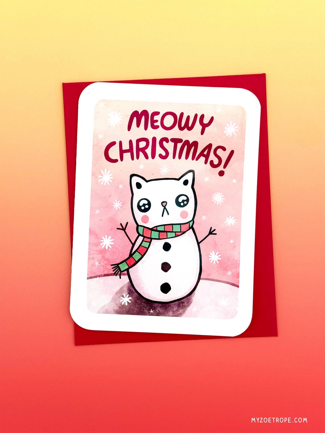Meowy Christmas Cat Card: Funny Pun Holiday Greetings, Snowcat ...