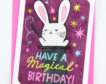 Have a Magical Birthday Bunny - funny birthday card for boyfriend birthday card friend birthday card best friend bunny birthday card cute