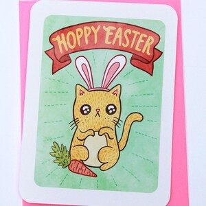 Cartão de Páscoa Cat Bunny Hoppy - cartão de Páscoa engraçado cartão de gato de Páscoa cartão de Páscoa fofo cartão de trocadilho cartão de feliz Páscoa cartão de coelho da Páscoa para crianças