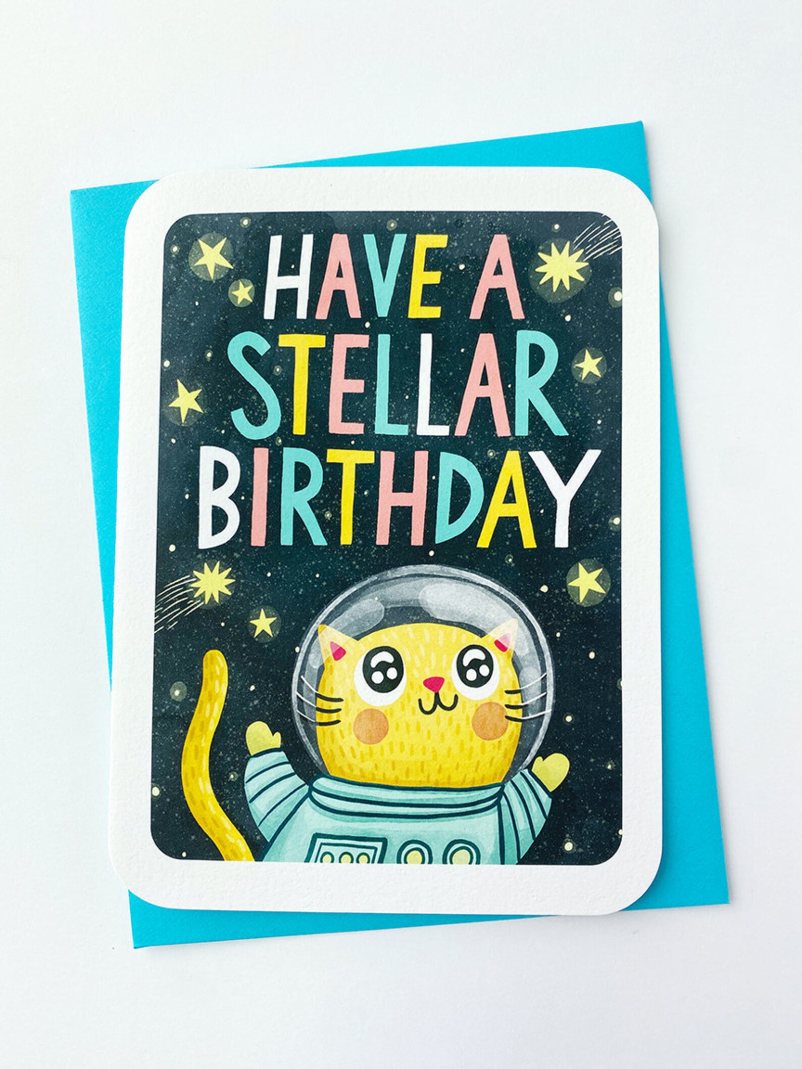 Have a Stellar Birthday Outer Space Cat Funny Cat Birthday - Etsy