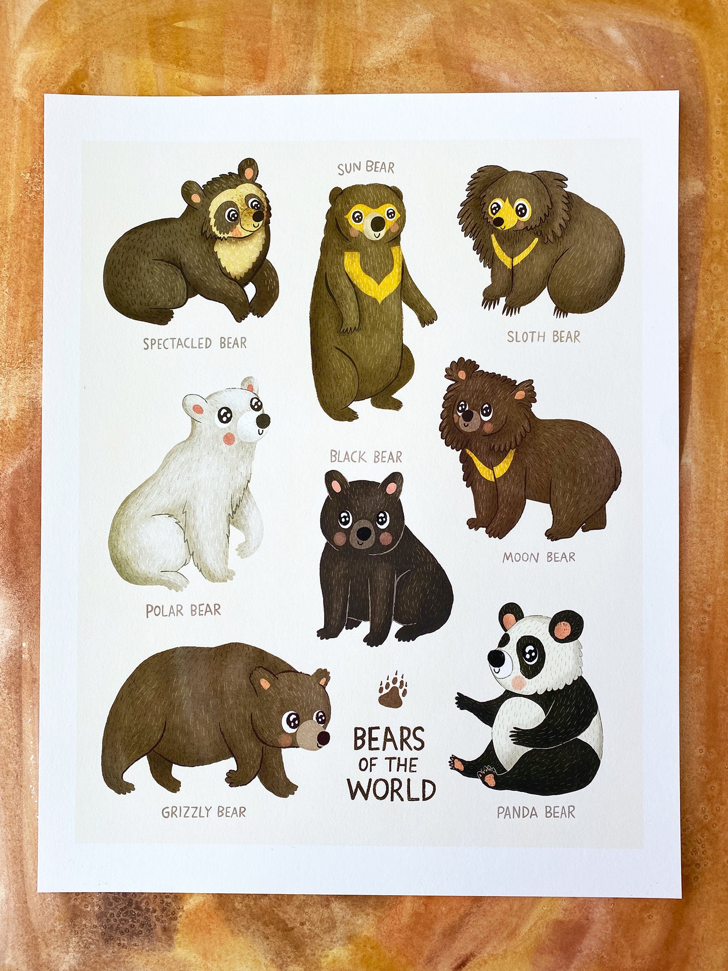 Bears of the World Art Print: Animal Nursery Wall Decor, Original