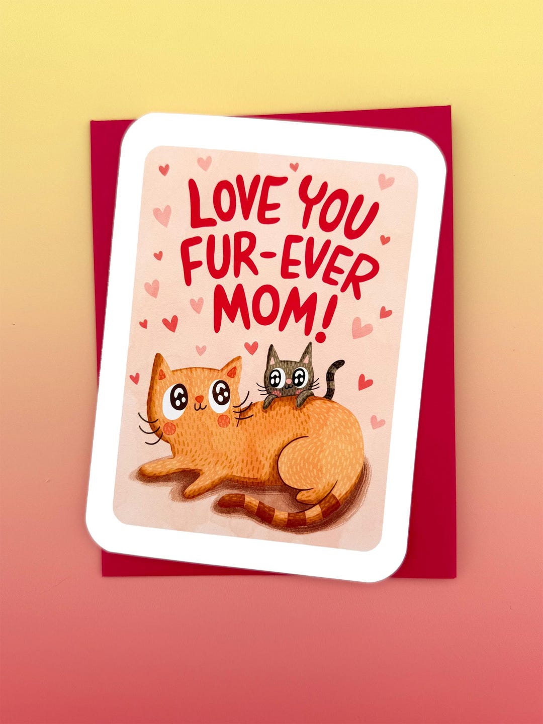 Funny Cat Mother's Day Card: Love You Fur-ever Mom - Etsy