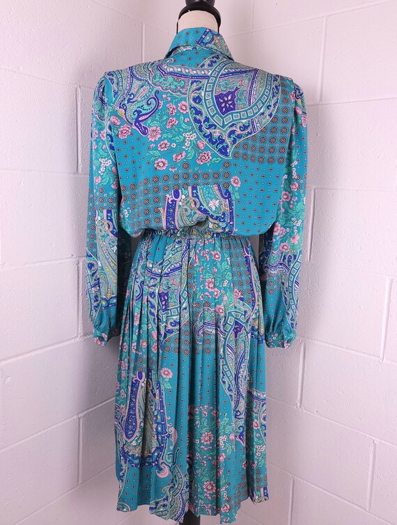 Vintage 80s Leslie Fay Accordion Pleat Dress Long… - image 8