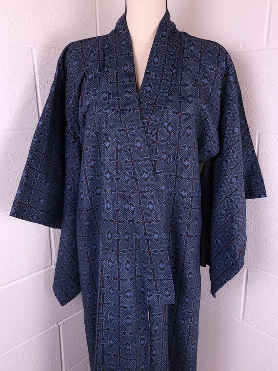 Vintage Embroidered Kimono Robe Full Length Lined… - image 4