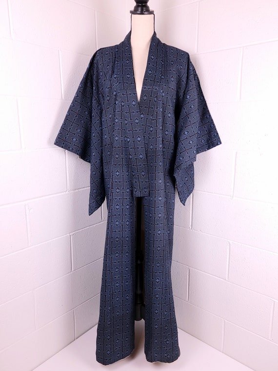 Vintage Embroidered Kimono Robe Full Length Lined… - image 3