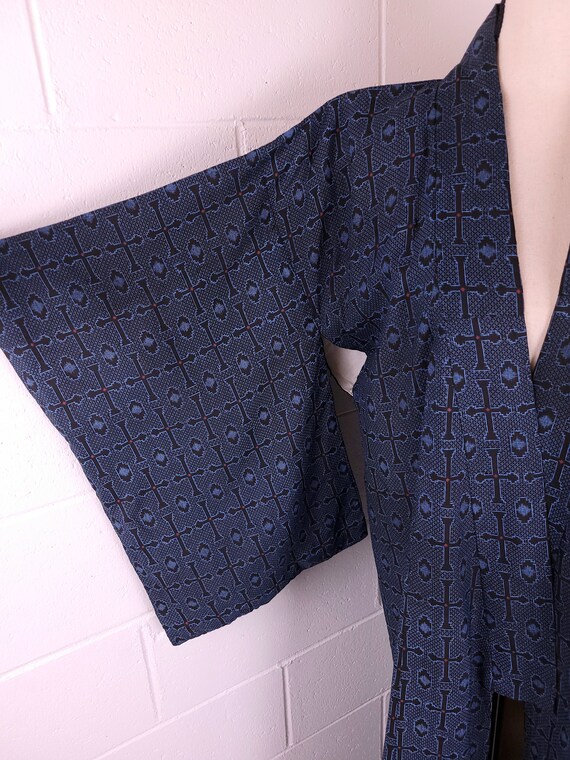 Vintage Embroidered Kimono Robe Full Length Lined… - image 5