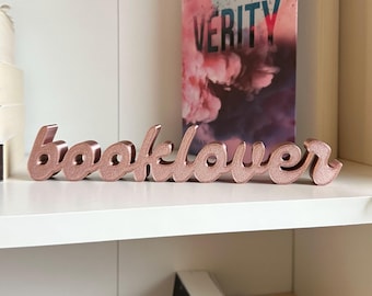 3D-geprinte letters "Booklover", cadeau voor boekenliefhebbers, boekendecoratie, decoratie voor de boekenplank