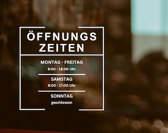 Öffnungszeiten Schaufenster Aufkleber, Folie mit Schriftzug, professionelle Dekoration für Geschäfte, klare und gut sichtbare Beschriftung 6