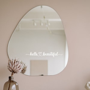 Ciao bellissimo adesivo a specchio, adesivo ispiratore, adesivo decorativo in vinile per la casa, motivazionale ed elegante