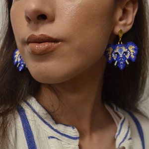 Blue Elephant Earrings PDF Pattern: Miyuki Delica Seed Bead Jewelry