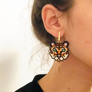 Tiger Beaded Earrings Pattern (PDF download)