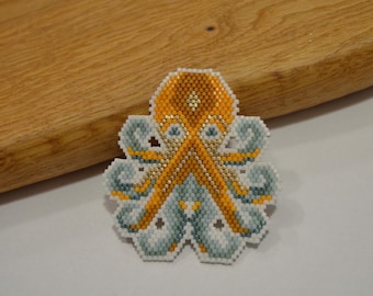 Padrão em PDF de Polvo com Miçangas (Ponto Tijolo) - Broche/Pingente/Acessório