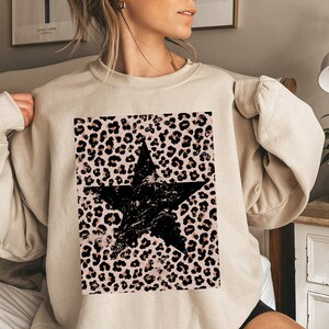 Leopard Star Sweatshirt Etsy