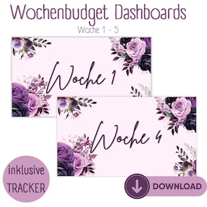Wochenbudget | Deckblätter für A6 Budget Planer | Budget Binder | Sparen | Umschlagmethode | inkl. Tracker | Blanko Dashboards | download