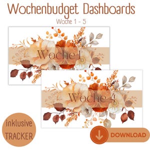 Wochenbudget | Deckblätter für A6 Budget Planer | Budget Binder | Sparen | Umschlagmethode | inkl. Tracker | Blanko Dashboards | download
