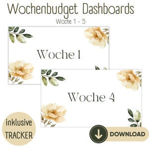 Wochenbudget | Deckblätter für A6 Budget Planer | Budget Binder | Sparen | Umschlagmethode | inkl. Tracker | Blanko Dashboards | download
