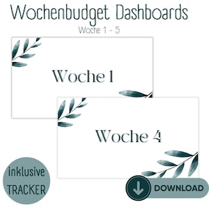Wochenbudget | Deckblätter für A6 Budget Planer | Budget Binder | Sparen | Umschlagmethode | inkl. Tracker | Blanko Dashboards | download