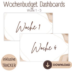 Wochenbudget | Deckblätter für A6 Budget Planer | Budget Binder | Sparen | Umschlagmethode | inkl. Tracker | Blanko Dashboards | download