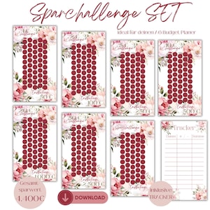 Savings Challenge Set | digital download | | Change Challenge | Budget Saving | Coin Saving Challenge | Budgeting A6 Binder | Savings Game | PDF