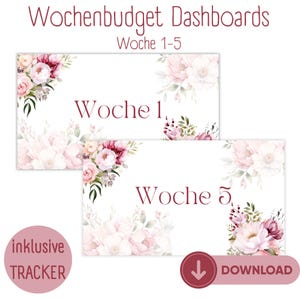 Wochenbudget | Deckblätter für A6 Budget Planer | Budget Binder | Sparen | Umschlagmethode | inkl. Tracker | Blanko Dashboards | download
