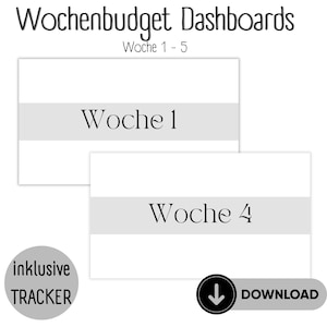 Wochenbudget | Deckblätter für A6 Budget Planer | Budget Binder | Sparen | Umschlagmethode | inkl. Tracker | Blanko Dashboards | download