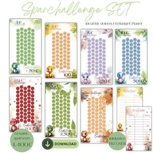 Savings Challenge Set | digital download | | Change Challenge | Budget Saving | Coin Saving Challenge | Budgeting A6 Binder | Savings Game | PDF