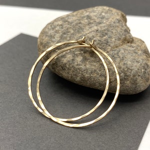 Medium Gold Hoop Earrings Thin Hammered Gold Filled Hoops - Etsy