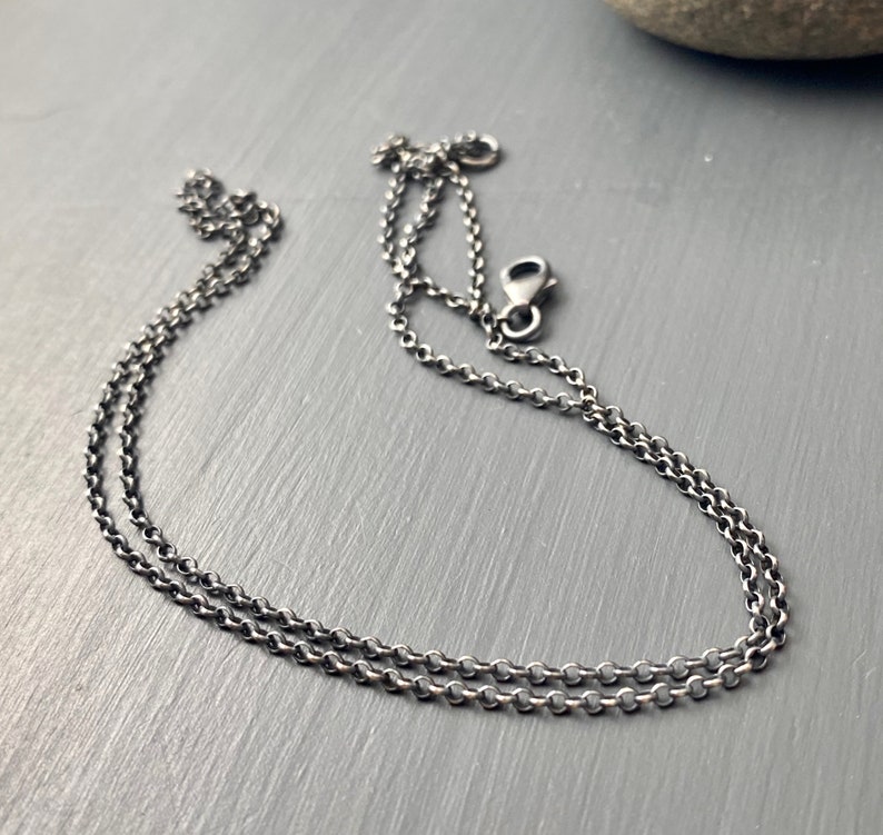 Oxidized Sterling Silver Necklace Chain 1.65mm Rolo Chain | Etsy