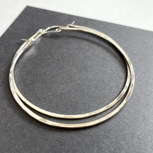 Large Silver Hoop Earrings, Thick Hammered Sterling Silver Hoops, 2 to 2.5 Inch