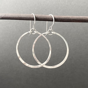 Sterling Silver Dangle Hoop Earrings, Handmade Jewelry, Made to Order