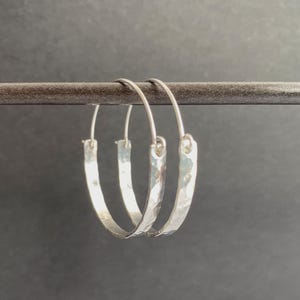 Hammered Sterling Silver Boho Hoop Earrings, Small to Large, Made To Order