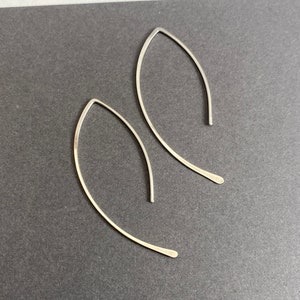 Minimalist Silver Earrings, Sterling Silver Open Hoop Wire Threader, Made To Order image 2