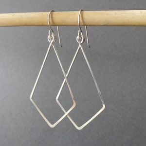 Silver Dangle Earrings, Geometric Sterling Silver Modern Minimalist Earrings