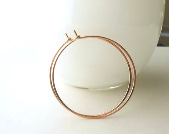 Rose Gold Hoop Earrings, Medium Gold Filled 1.5" Hoops, Everyday Jewelry