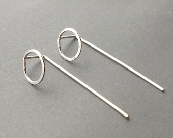 Small Silver Hoop Earrings, Sterling Silver Minimalist Earrings, Wire Work Jewelry