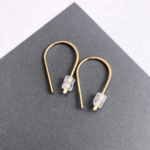 Small Gold Earrings with Crystal Quartz Beads, Minimalist Dainty Jewelry