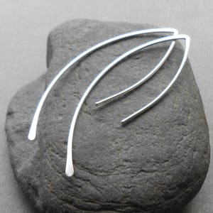 Minimalist Silver Earrings, Sterling Silver Open Hoop Wire Threader, Made To Order image 1