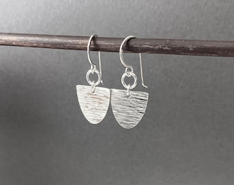 Hammered silver earrings, handmade geometric dangle earrings sterling silver