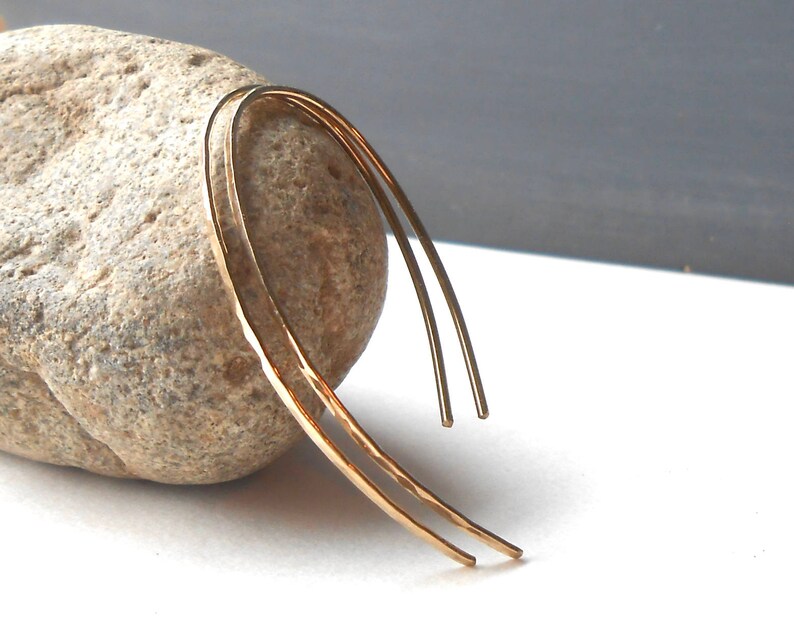 Hammered Gold Earrings Gold Filled Wire Threader Minimalist Etsy