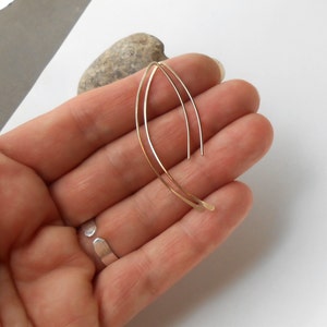 Gold Minimalist Earrings, Long Gold filled Wire Threader, Made to order image 3