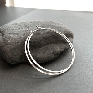 Thin Hammered Sterling Silver Hoop Earrings, Medium, Made to order