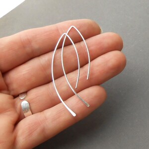 Minimalist Silver Earrings, Sterling Silver Open Hoop Wire Threader, Made To Order image 5