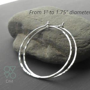 Thin Hammered Sterling Silver Hoop Earrings, Medium, Made to order