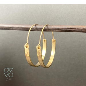 Gold hoop earrings, small to medium hammered gold filled hoops, handmade jewelry