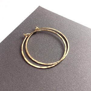 Small Thin Gold Filled Hoop Earrings, Hammered
