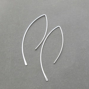 Minimalist Silver Earrings, Sterling Silver Open Hoop Wire Threader, Made To Order image 2