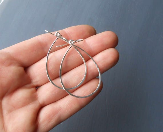 Large thin sterling silver hoop earrings sale