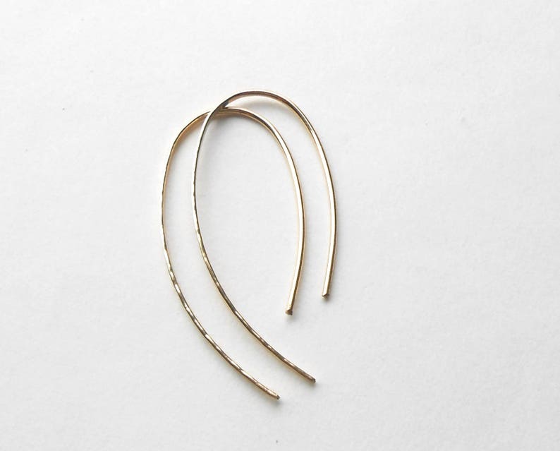 Hammered Gold Earrings Gold Filled Wire Threader Minimalist Etsy