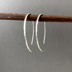 Small Silver Hoop Earrings, Hammered Sterling Silver Minimalist Earrings